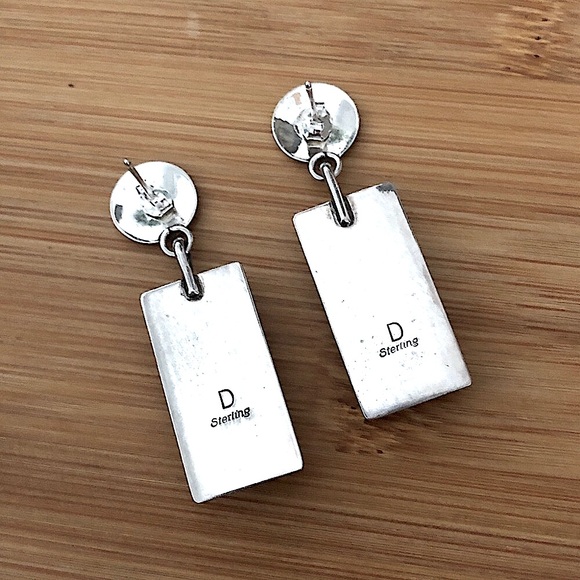 $82 Signed Navajo Estate Stud Earrings Sterling Marked D Sterling - Picture 5 of 6